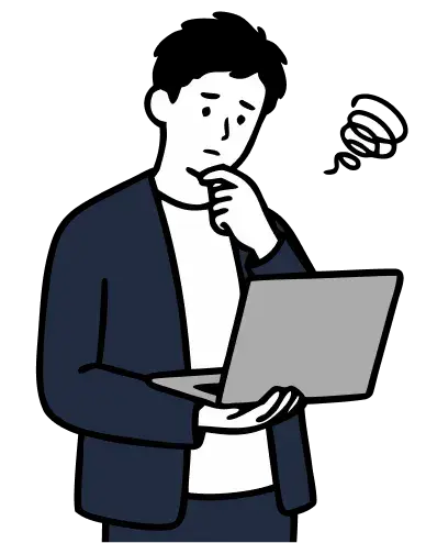 データ分析に悩む経営層の男性