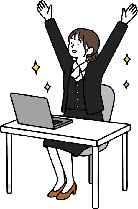 解決後に喜ぶ幸子さんのイラスト