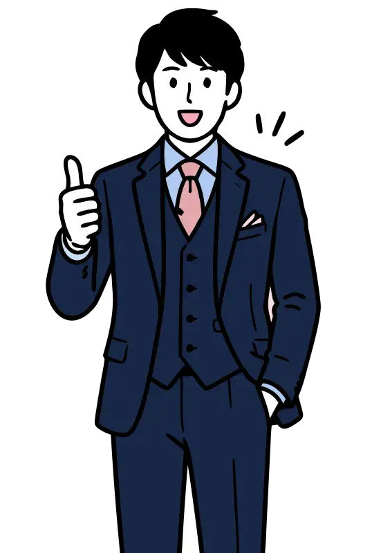 解決後に親指を立てる田中さんのイラスト