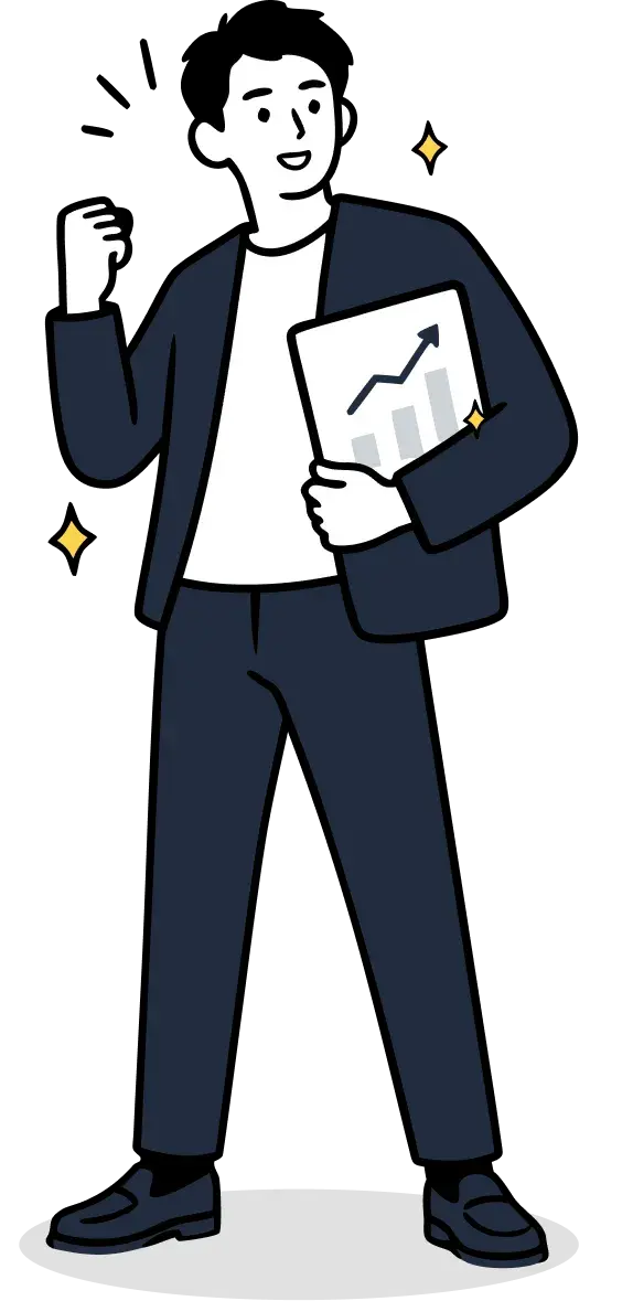 資料を持つ経営層のイラスト