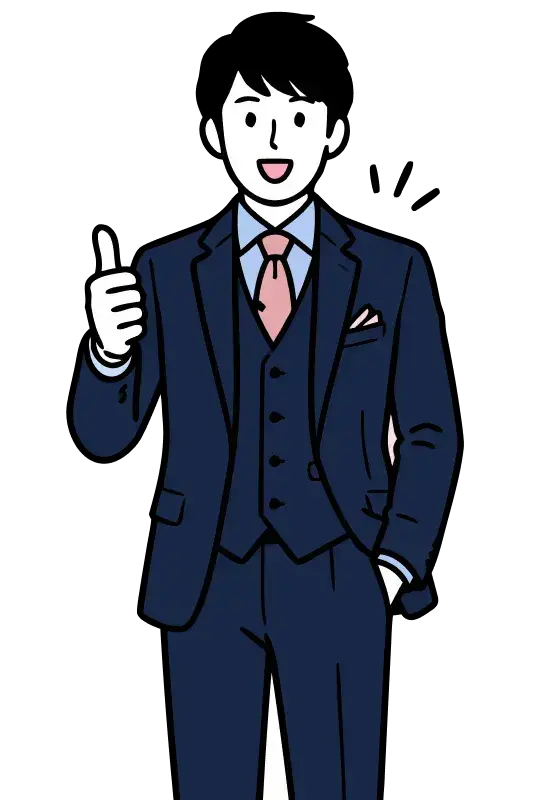 解決後に親指を立てる田中さんのイラスト
