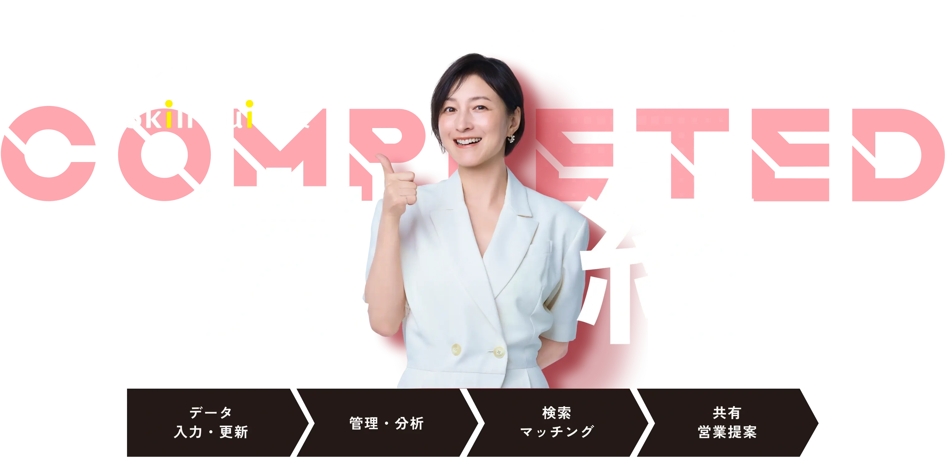 すべてSkill Suiteで完結。データ入力・更新、管理・分析、検索マッチング、共有営業提案まで対応